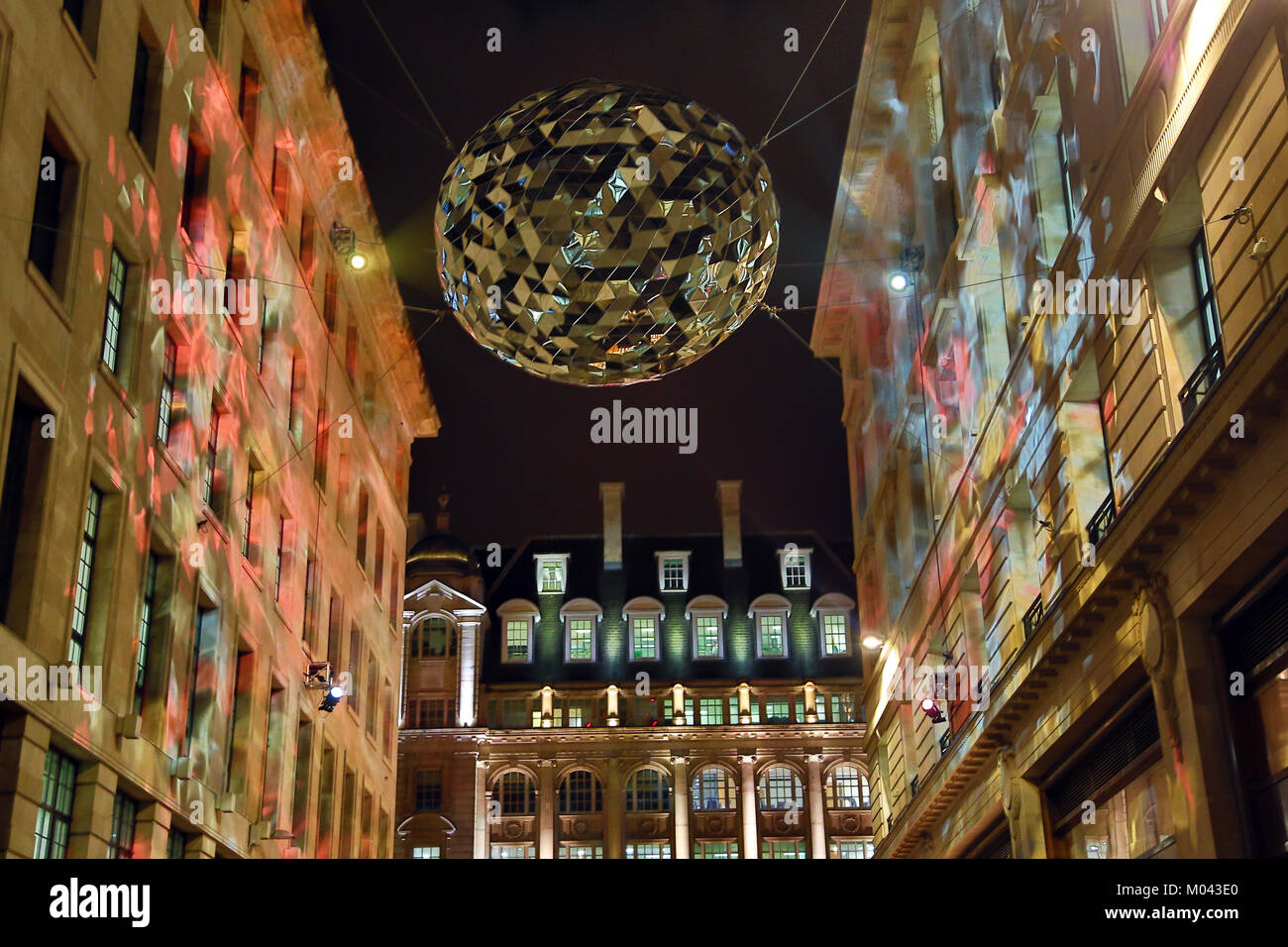 London, UK. 18th Jan, 2018. Reflektor by Studio Roso in St. James Market as part of the Lumiere London Light Festival in London Credit: Paul Brown/Alamy Live News Stock Photo