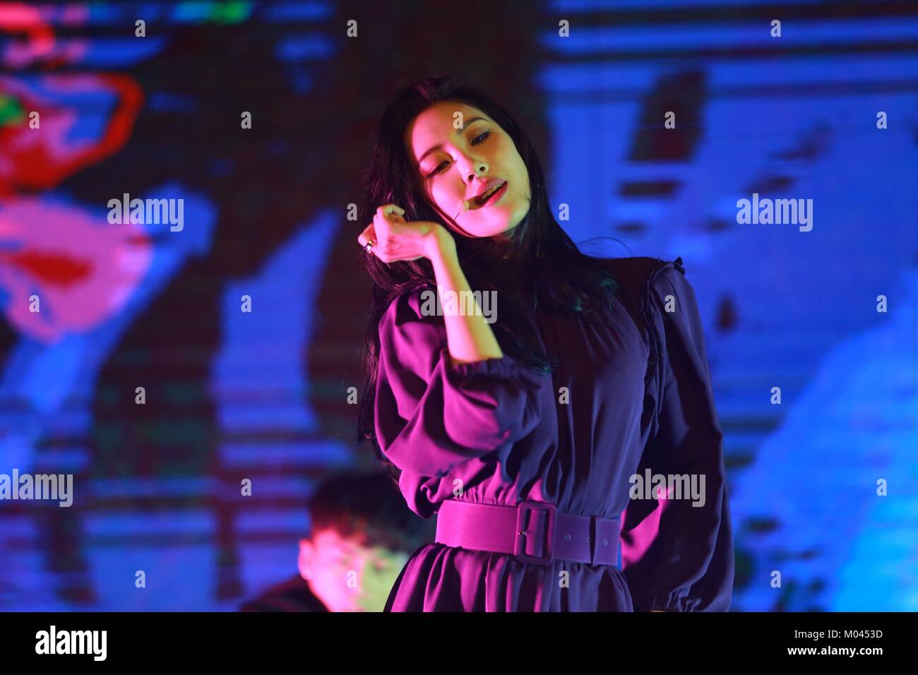 Seoul, Korea. 18th Jan, 2018. Sun Mi promotes her new single 'Heroine ...