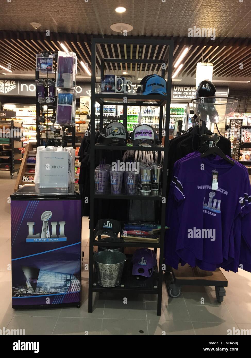 General overall view of Super Bowl LII merchandise at the Minneapolis ...