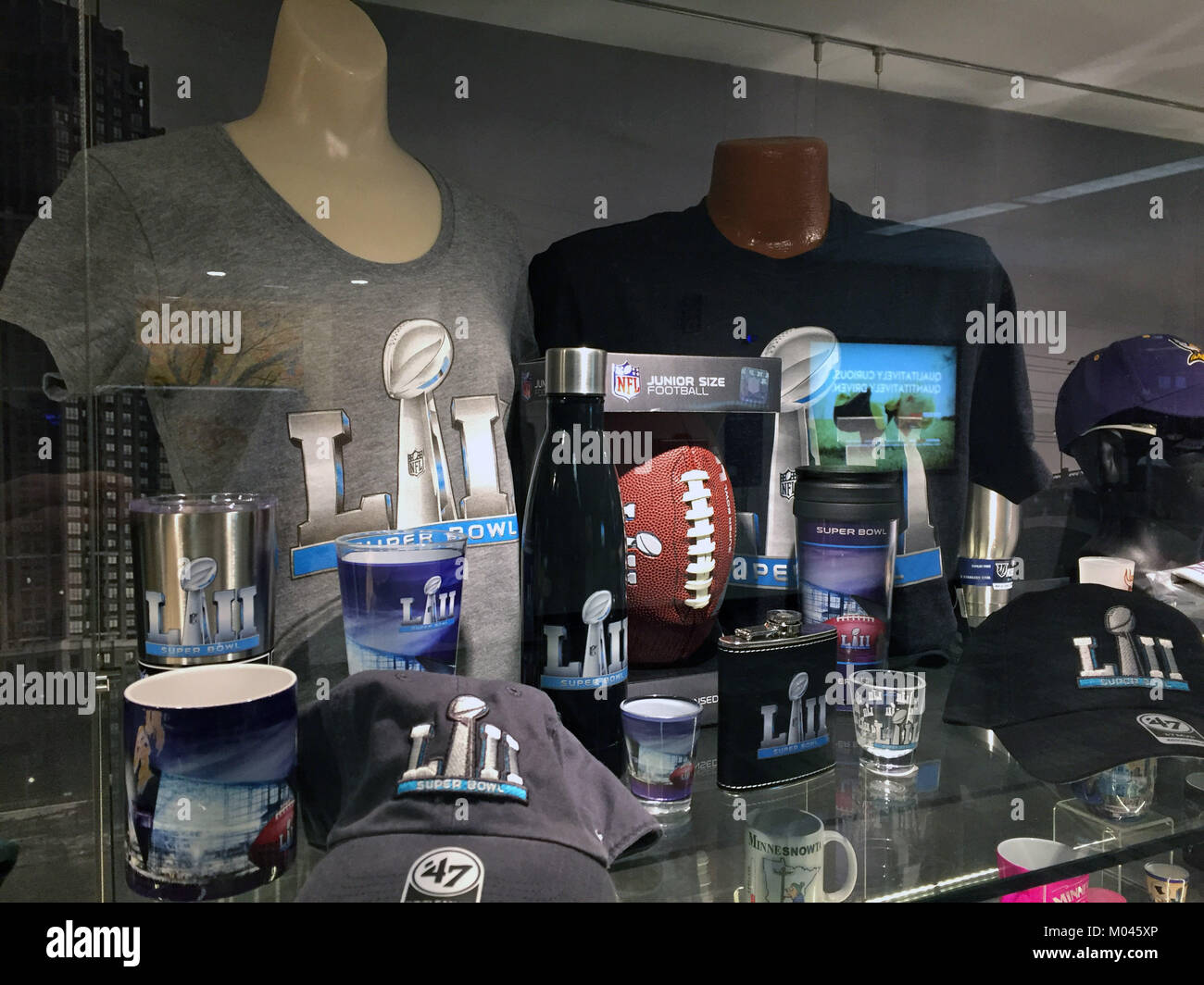 General overall view of Super Bowl LII merchandise at the Minneapolis