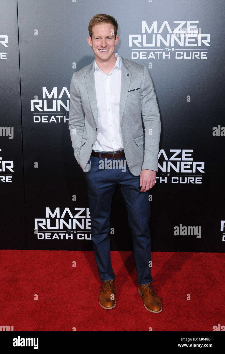 Los Angeles, USA. 18th Jan, 2018. Actor Chris Sheffield attends 20th Century Fox Red Carpet Fan Screening of 'Maze Runner: The Death Cure' at AMC Century City 15 - Westfield Centur City Mall on January 18, 2018 in Los Angeles, California. Credit: Barry King/Alamy Live News Stock Photo