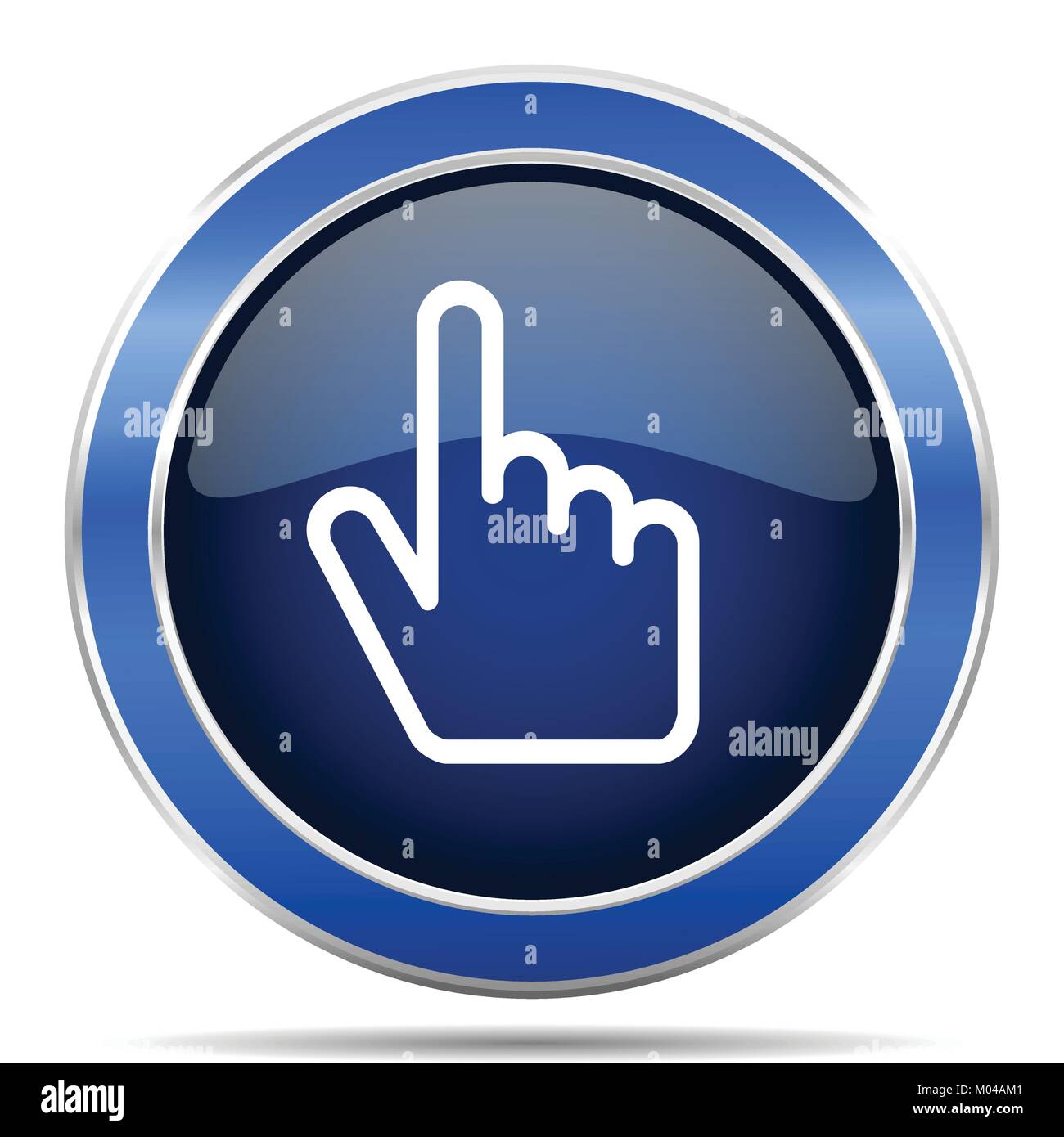 Cursor hand vector icon. Modern design blue silver metallic glossy web ...