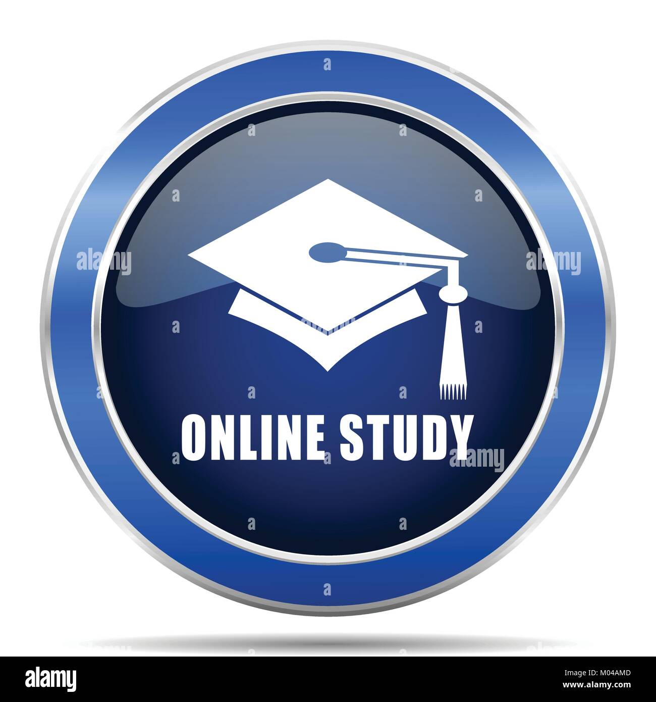 Online, study vector icon. Modern design blue silver metallic glossy ...