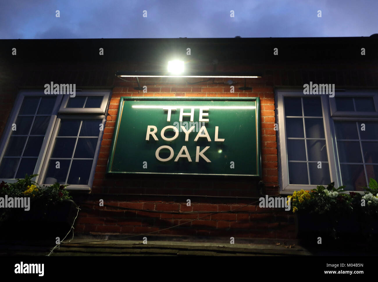 The Royal Oak pub, in Yateley, Hampshire which was confused by French President Emmanuel Macron in a tweet as the venue where he met Prime Minister Theresa May for a working lunch. Stock Photo