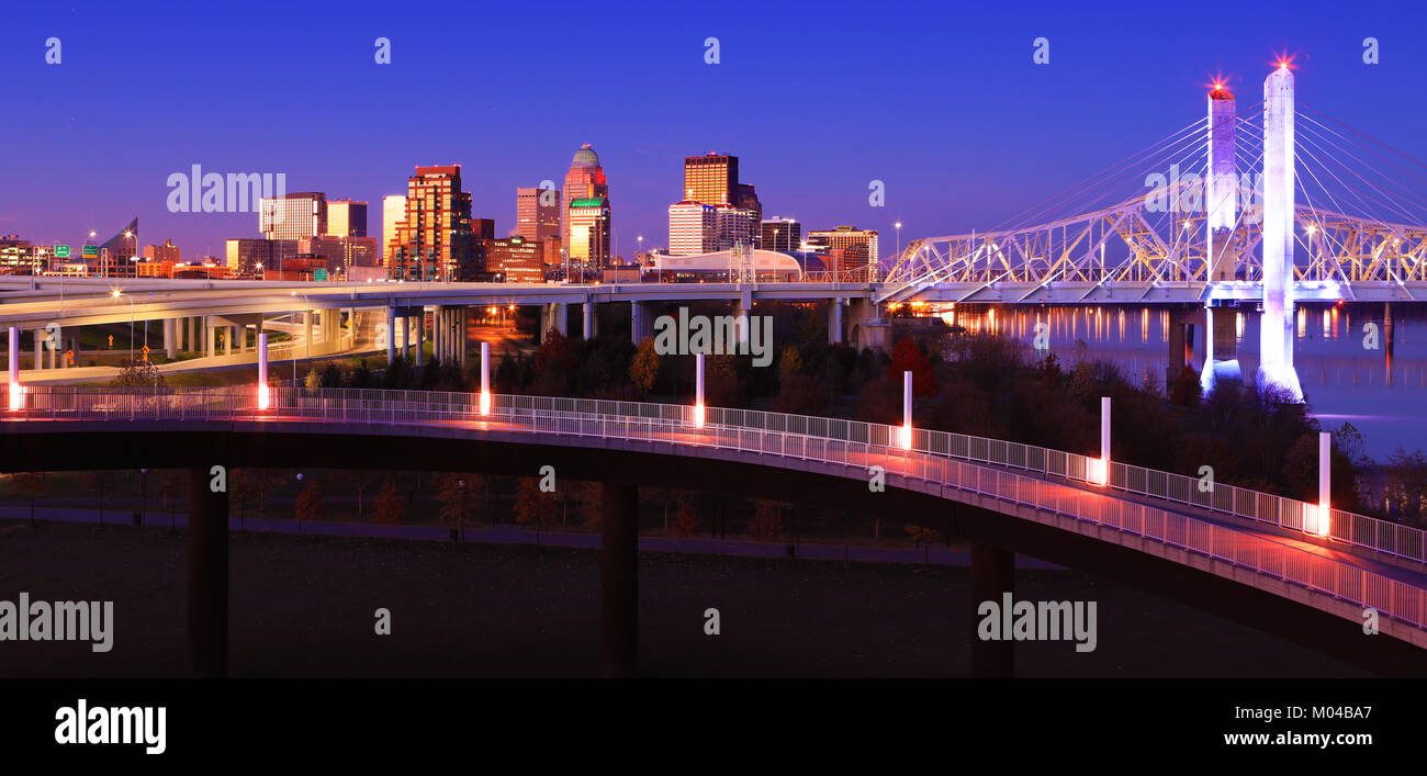 The Louisville, Kentucky skyline at dusk Stock Photo Alamy