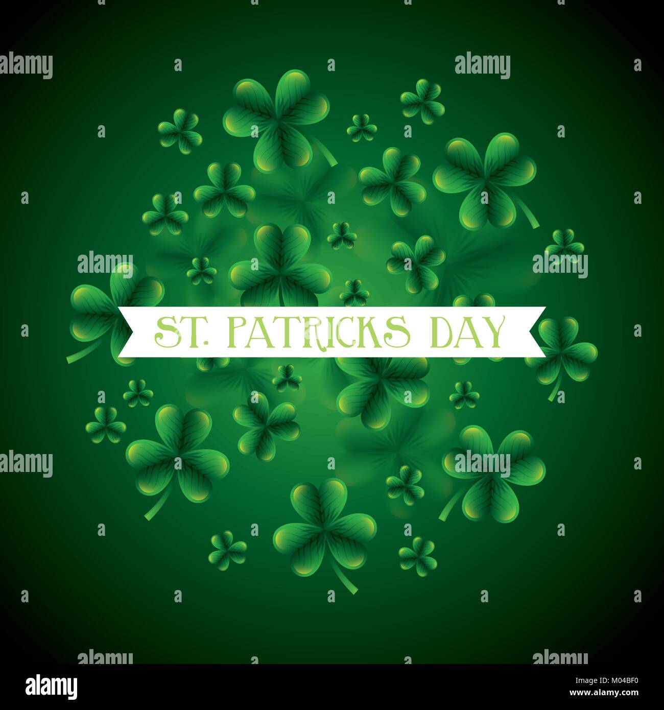 st patricks day card green clovers falling white banner Stock Vector ...