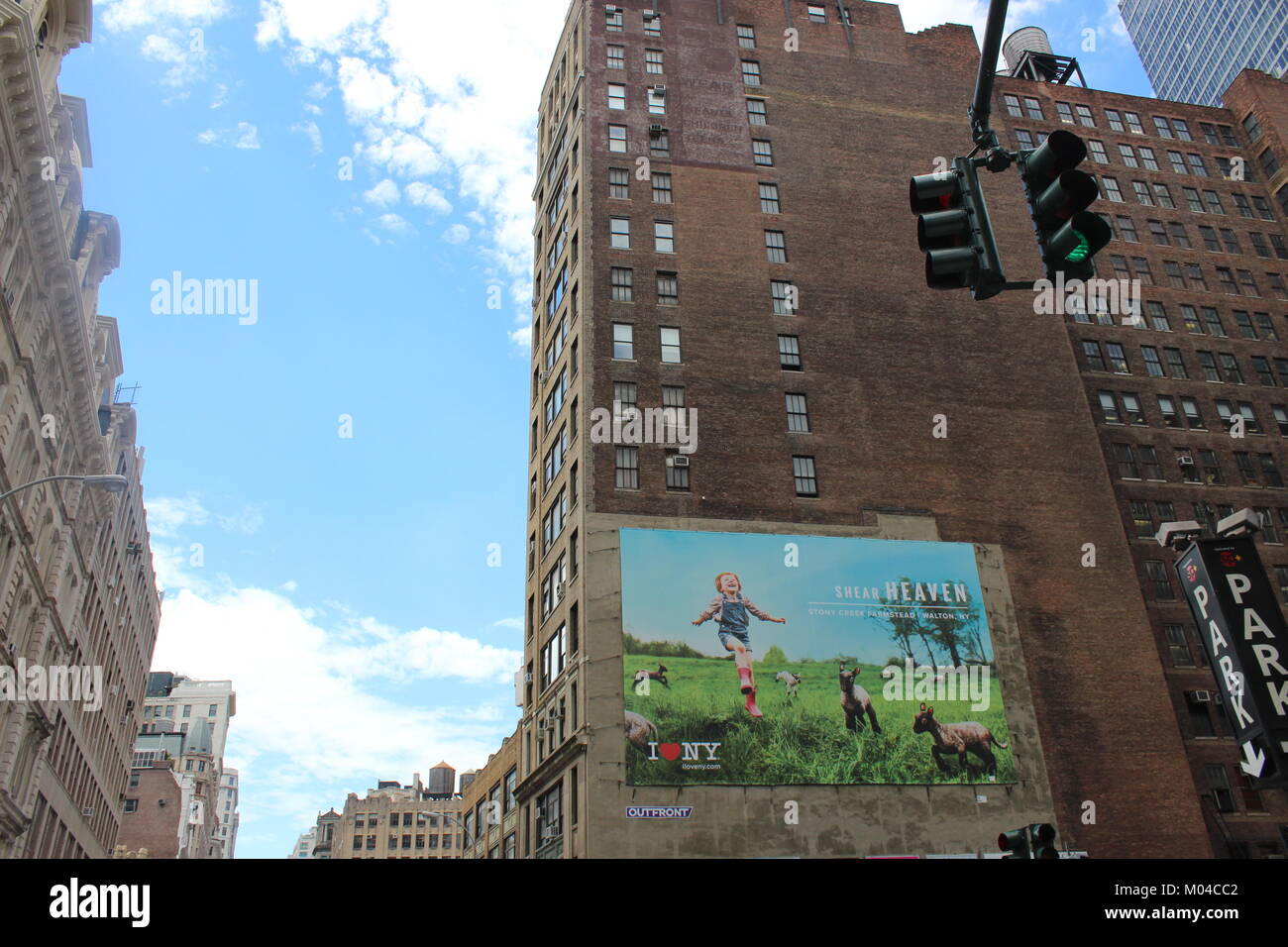 a poster advertising new york city in manhattan NYC USA with child and