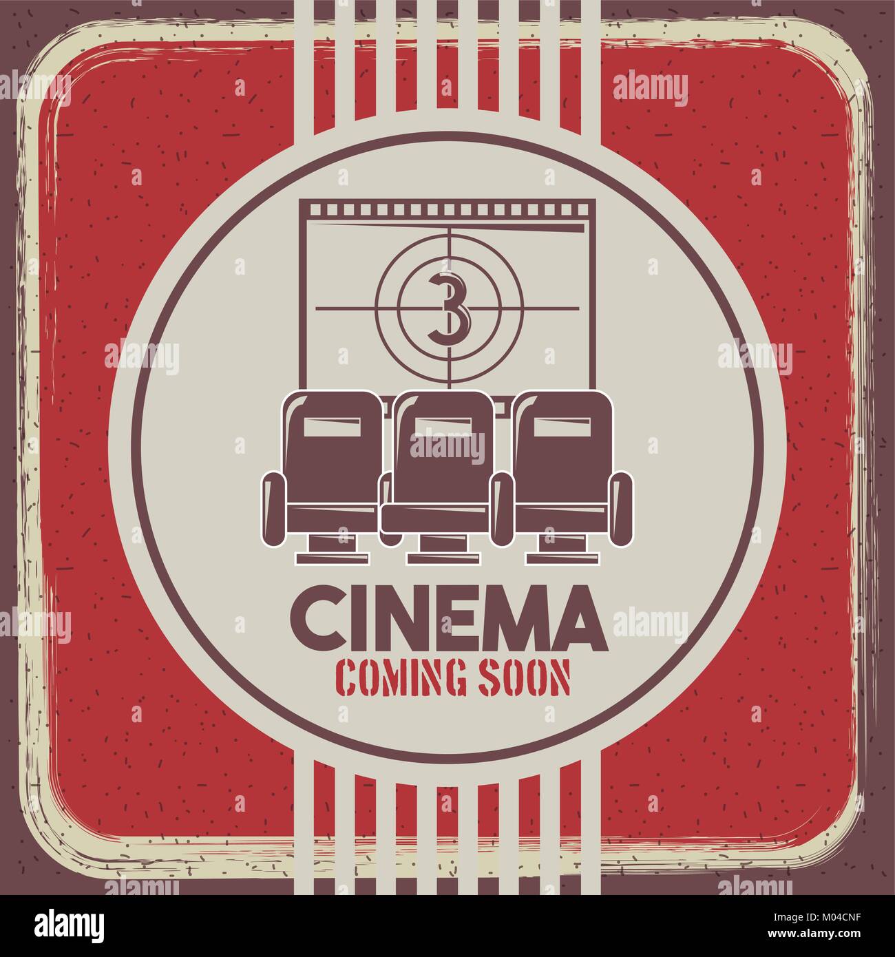 cinema coming soon poster retro style seats and film strip countdown Stock Vector