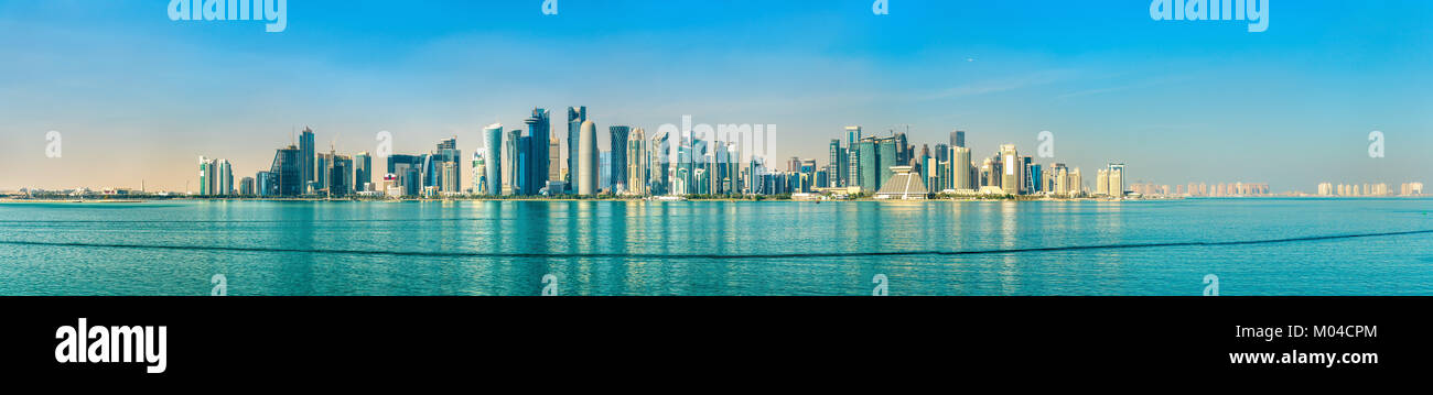 Skyline of Doha, the capital of Qatar. Stock Photo