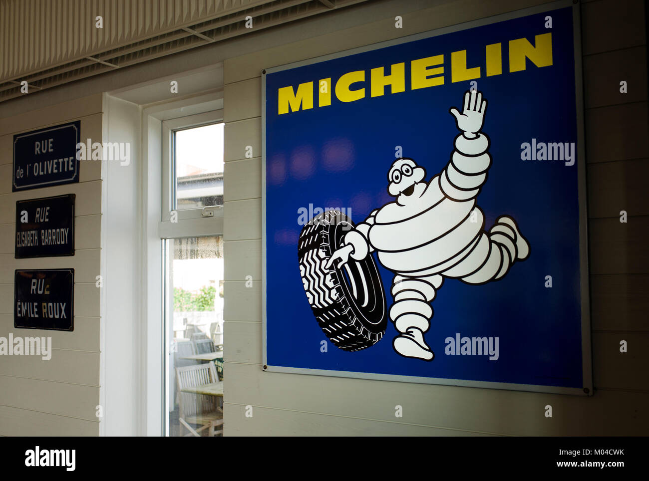 Michelin tyres metal sign Stock Photo