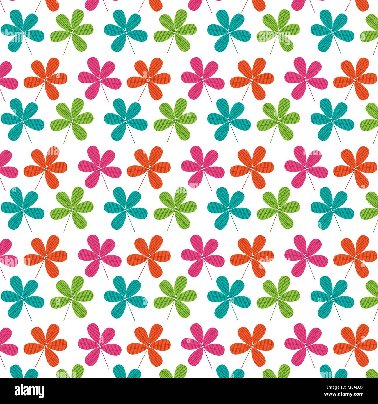 seamless pattern colored cute flowers natural design Stock Vector