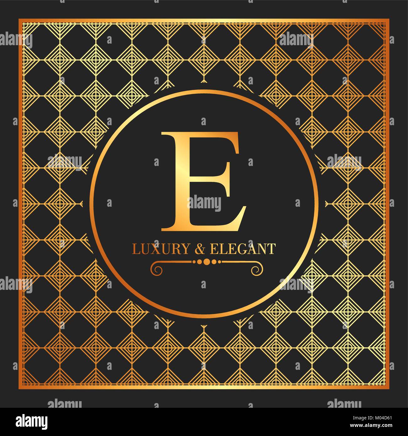 luxury and elegant gold e font and geometric figures Stock Vector Image ...