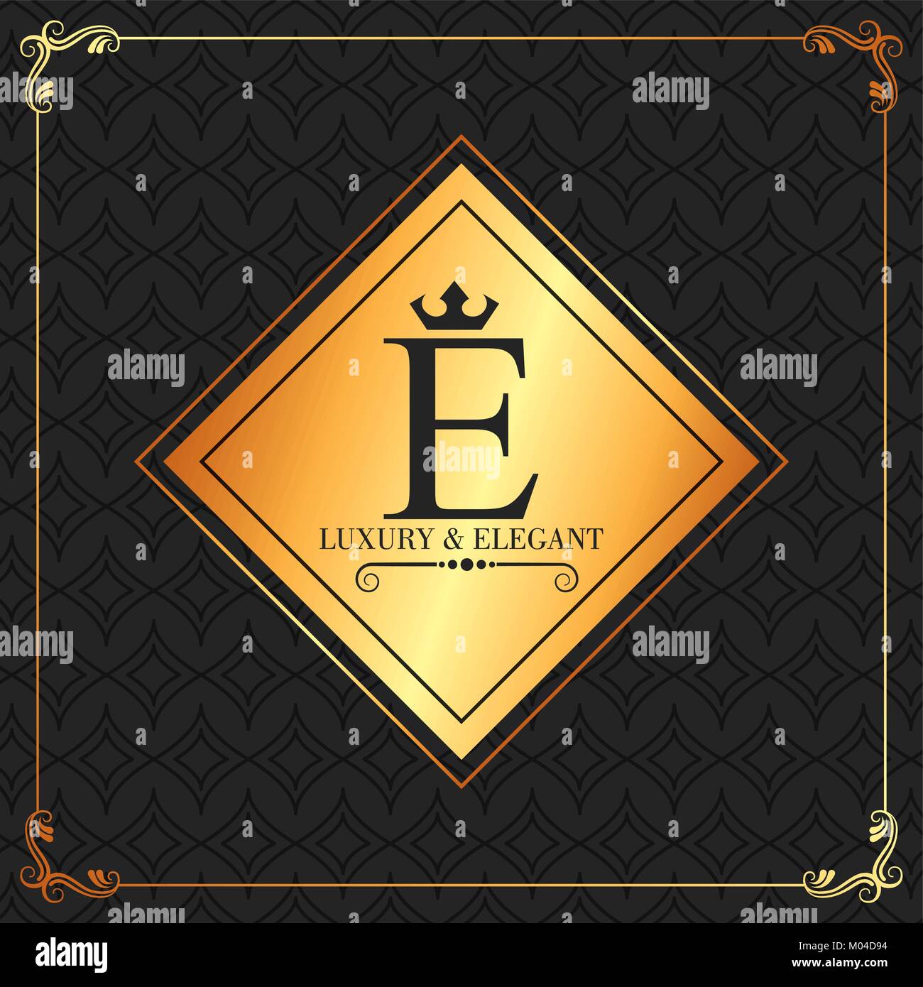 luxury and elegant e letter frame decoration invitation Stock Vector ...