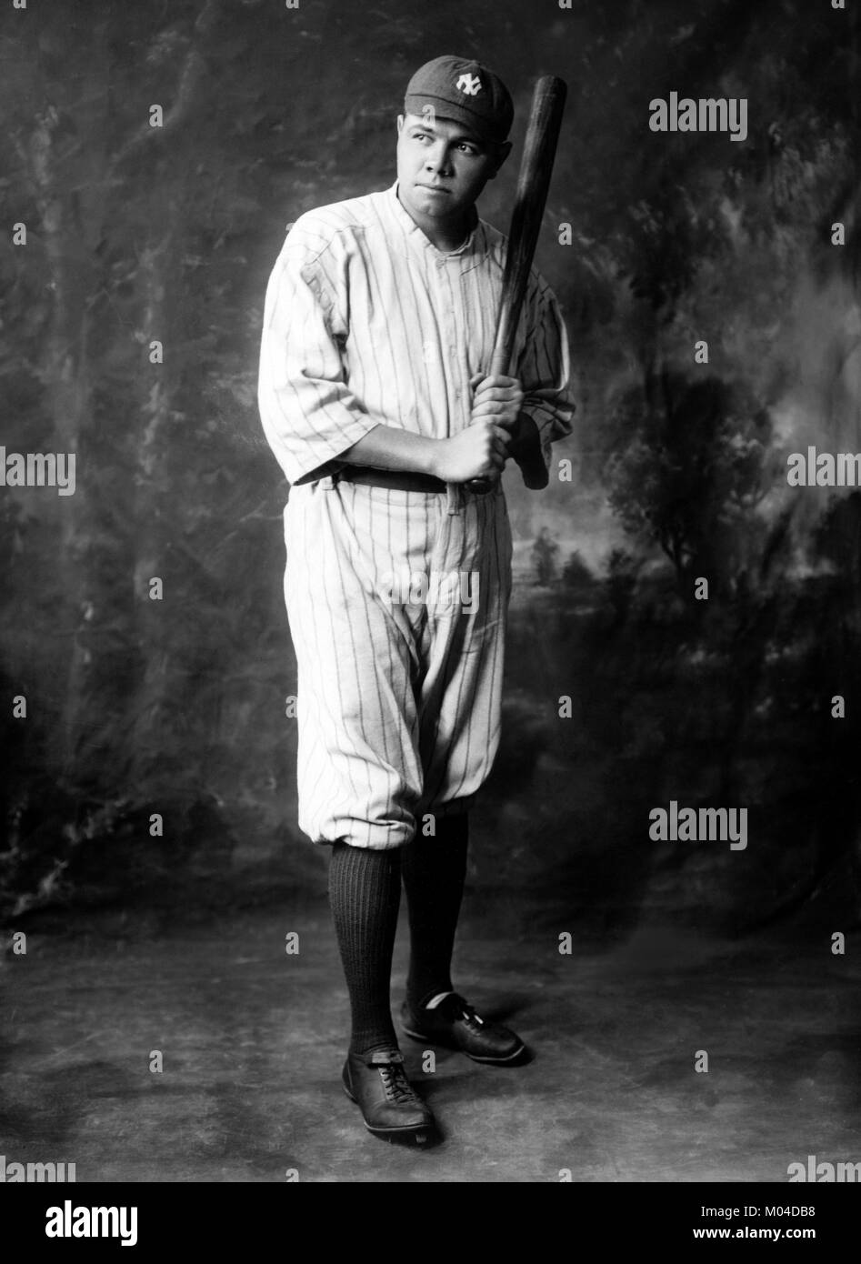 Babe Ruth. Portrait of the American baseball player George Herman 'Babe' Ruth Jr. (1895-1948), c.1920 Stock Photo