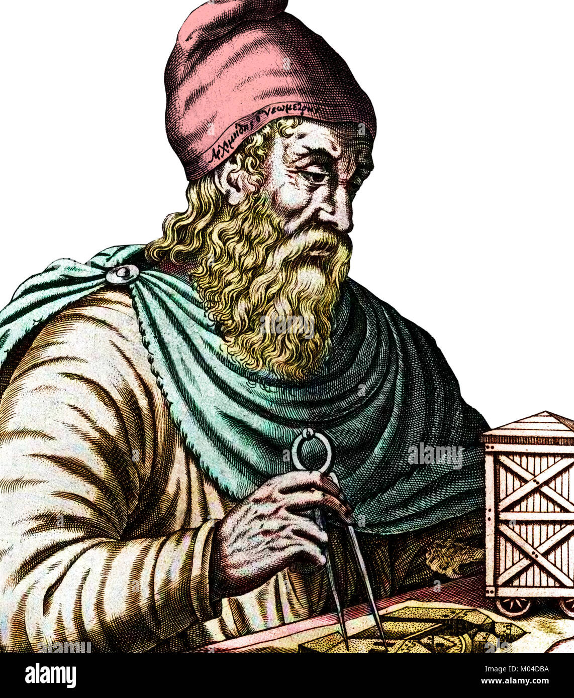 Archimedes (c.287-212 BC). Illustration of the Greek mathematician from around 1584 Stock Photo