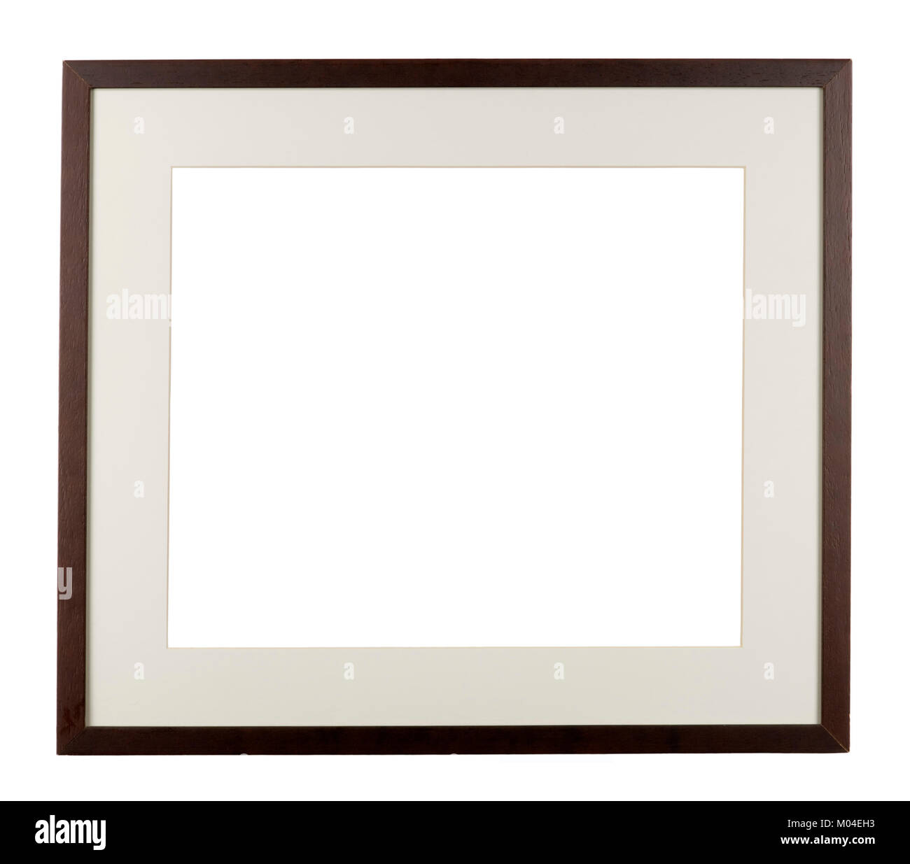 Empty picture frame, plain moulding, dark stained finish with mount