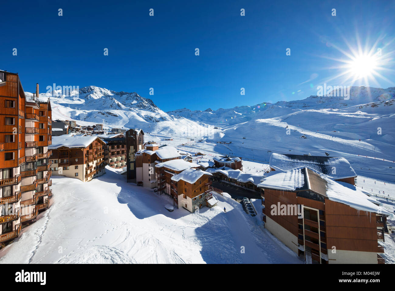 Panorama of Val Thorens, Alps mountains, France Stock Photo