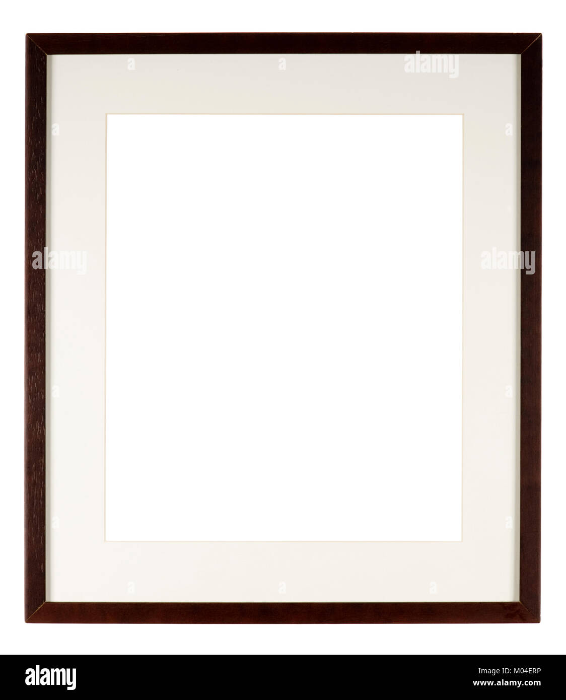 Empty picture frame, dark stained finish with mount Stock Photo - Alamy