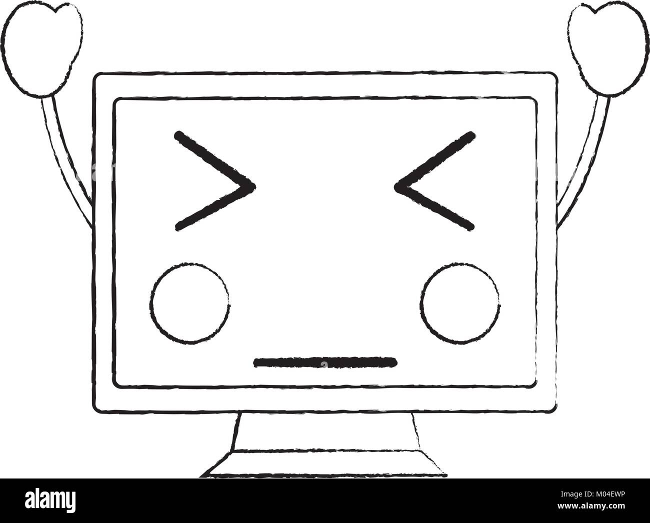 angry computer monitor kawaii icon image Stock Vector Image & Art - Alamy