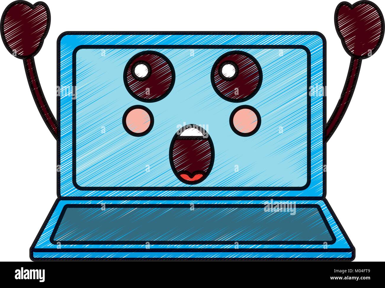 laptop computer kawaii character screen Stock Vector Image & Art - Alamy