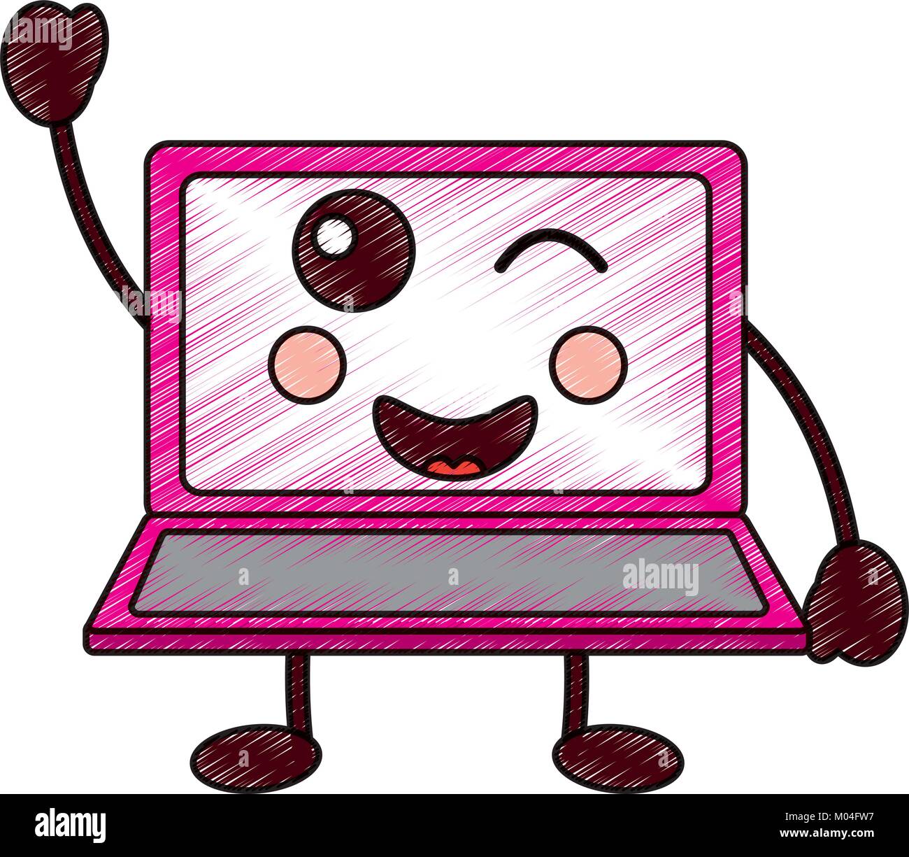 laptop computer kawaii character screen Stock Vector Image & Art - Alamy