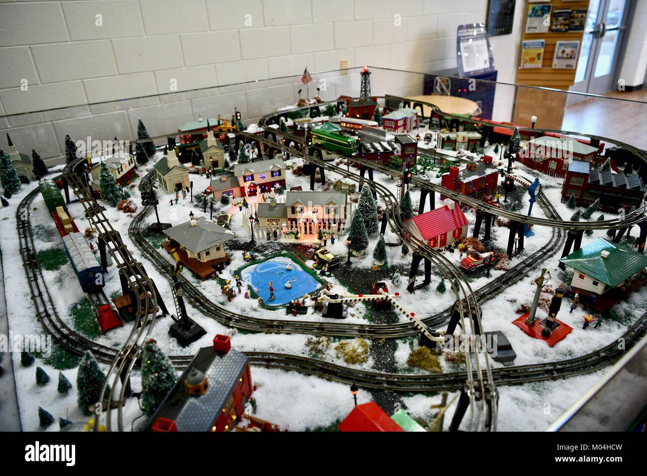 christmas train set with village