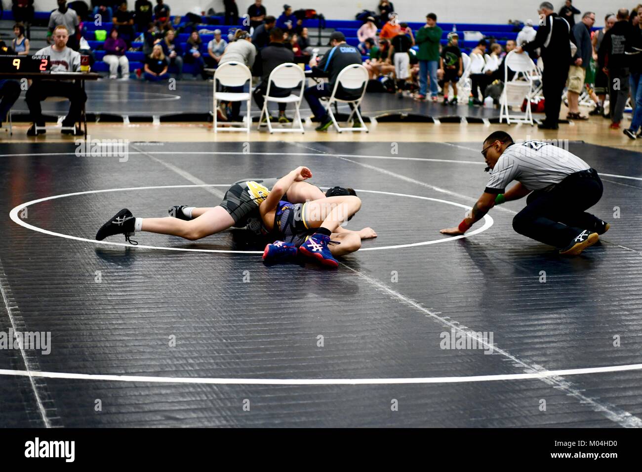 Youth Collegiate style wrestling match Stock Photo Alamy