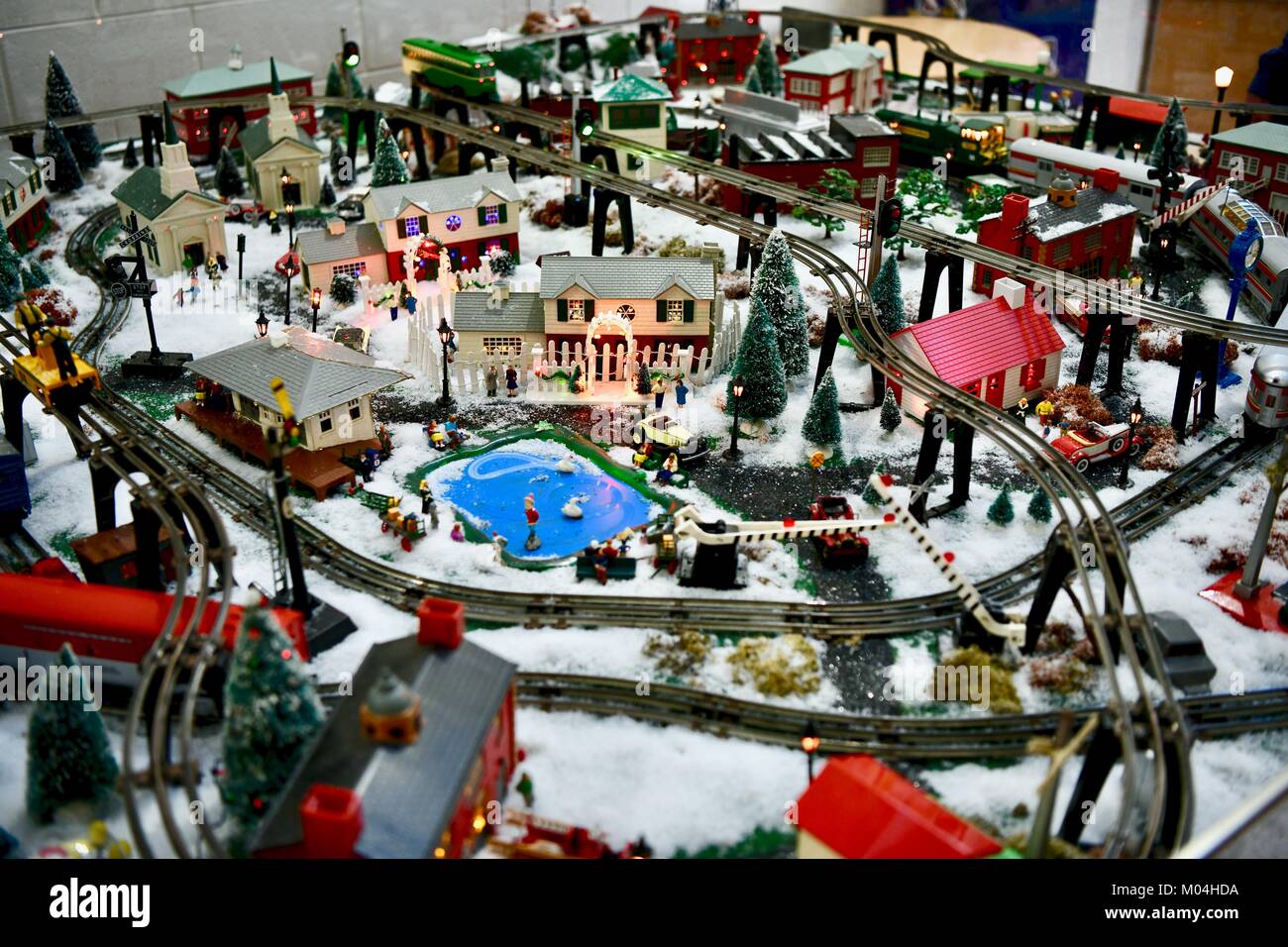 Christmas village train set hi-res stock photography and images - Alamy