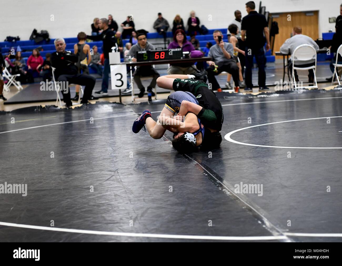 Youth Collegiate style wrestling match Stock Photo Alamy