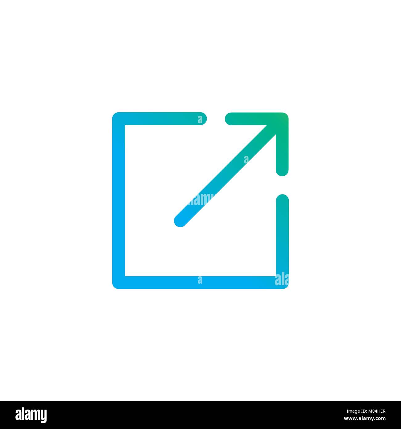 External Link Icon w Arrow and Box for leaving site Stock Vector