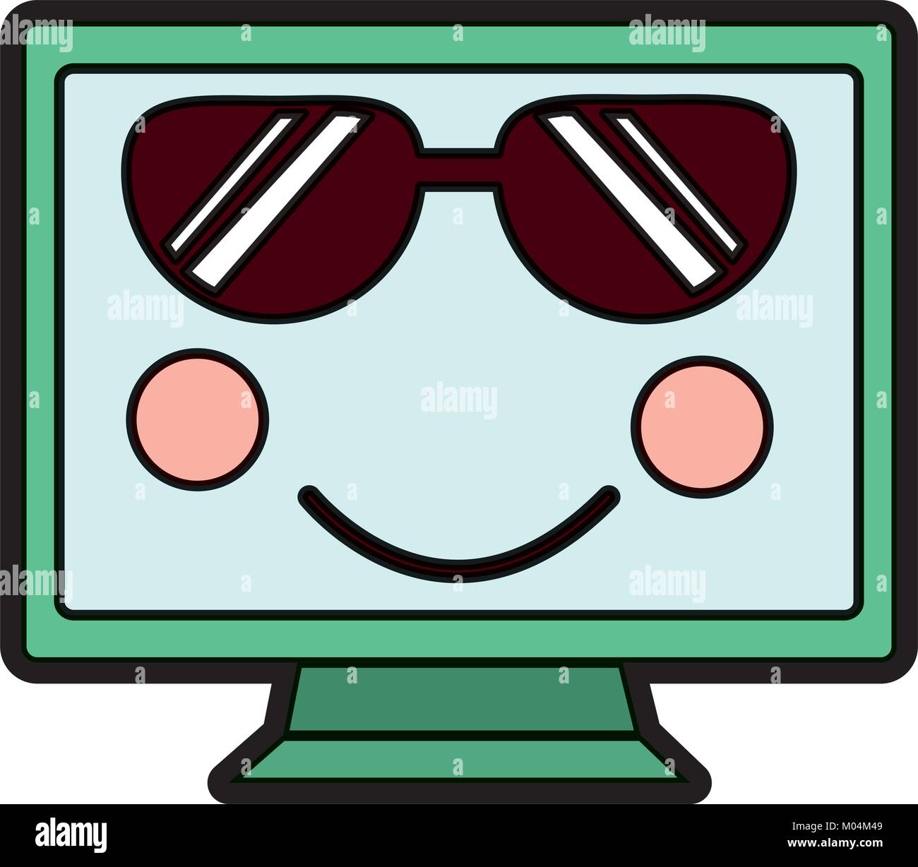 computer monitor with sunglasses kawaii icon image Stock Vector Image ...