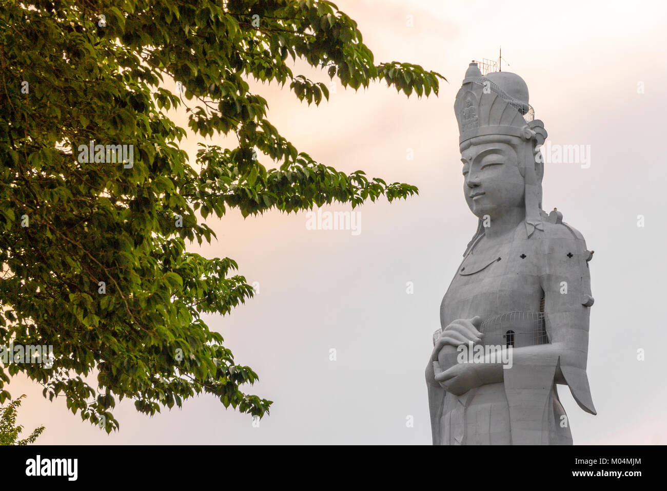 The Tokyo Bay Kannon (Tokyo Wan Kannon), a 56 m high statue representing Guanyin, the Buddhist Goddess of Mercy. Sanukimachi, Futtsu, Japan Stock Photo