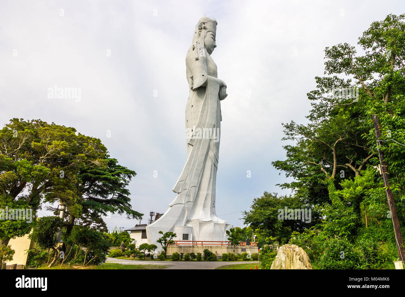 The Tokyo Bay Kannon (Tokyo Wan Kannon), a 56 m high statue representing Guanyin, the Buddhist Goddess of Mercy. Sanukimachi, Futtsu, Japan Stock Photo