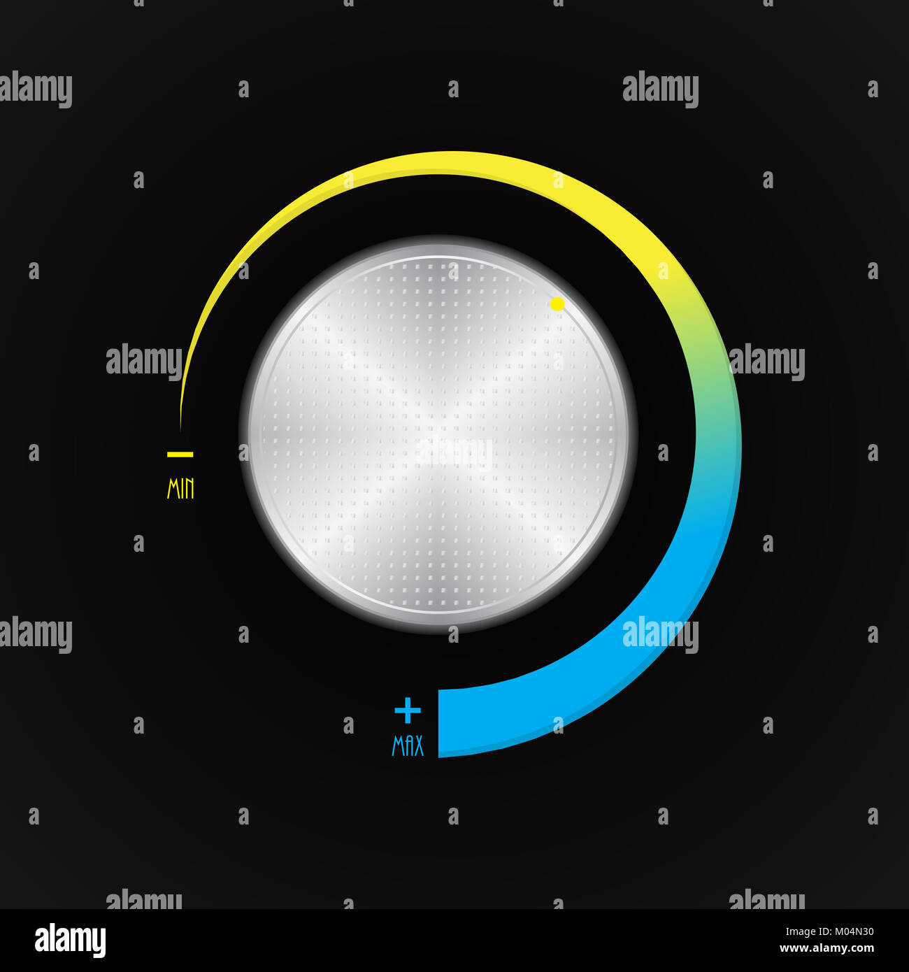 special volume control button, silver radio player volume knob Stock