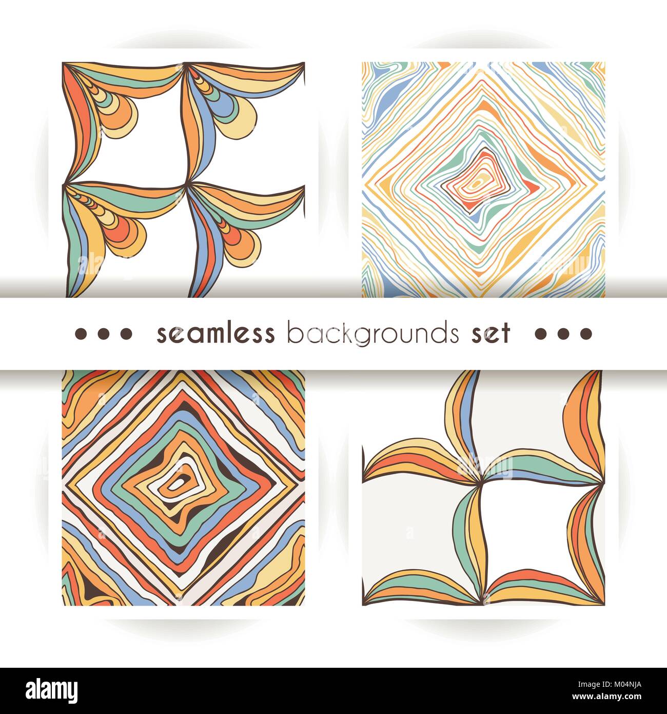 Vector doodle seamless pattern set with ink brush or pen square strokes ...