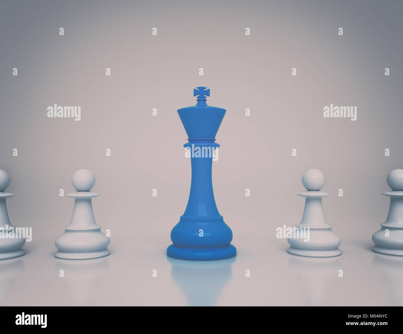 Blue Chess King standing out. Leadership background Stock Photo