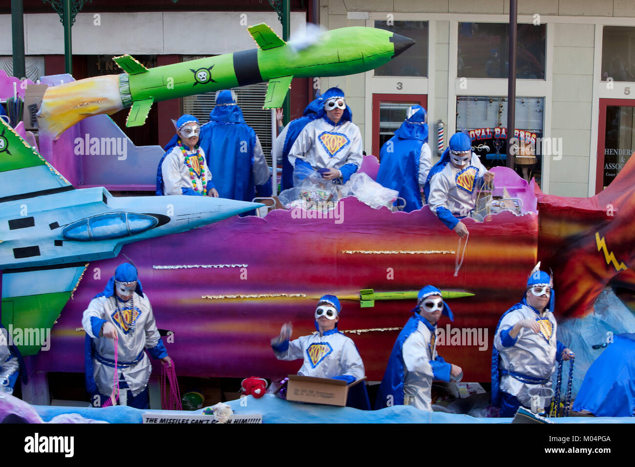 Rocket Ship Float for Mardi Gras Stock Photo - Alamy