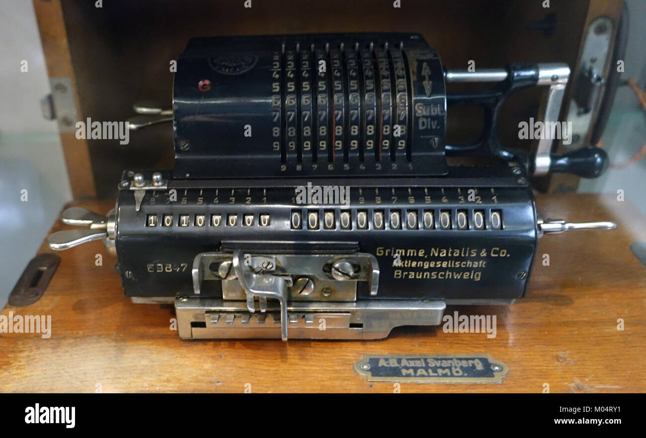 Brunsviga calculator, Grimme, Natalis & Co., Braunschweig - Ridai Museum of Modern Science, Tokyo - DSC07598 Stock Photo