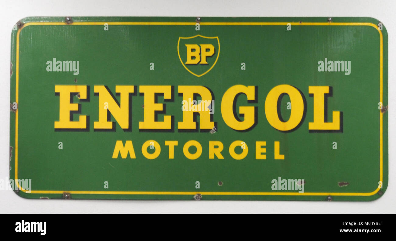 BP Energol motoroel, enamel advertising sign Stock Photo - Alamy