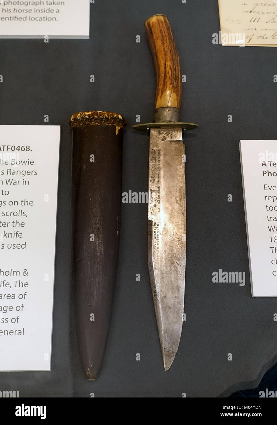 Bowie knife, blade marked G. Wostenholm & Son, Washington Work, IXL