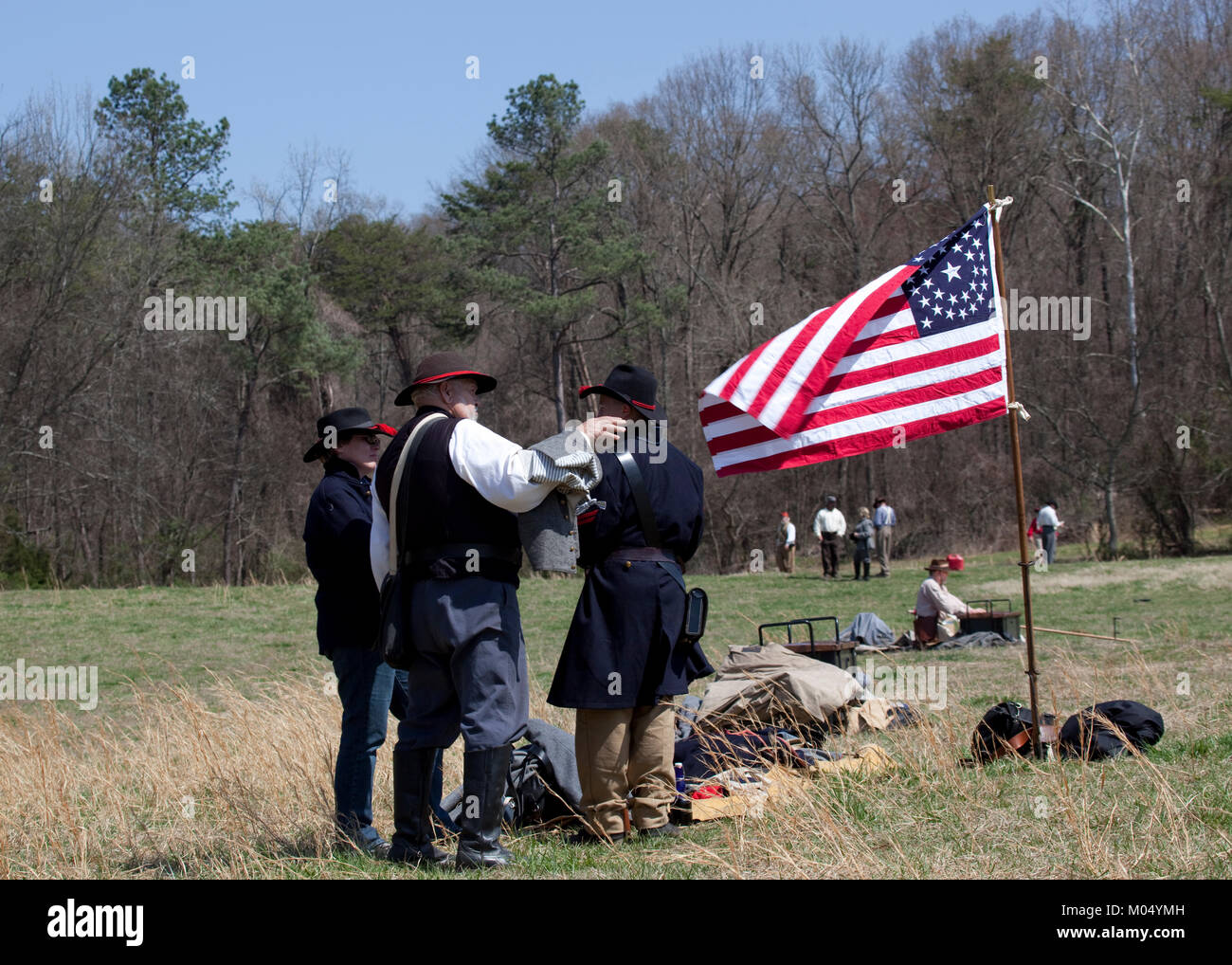 Reenactment of Civil War siege Stock Photo