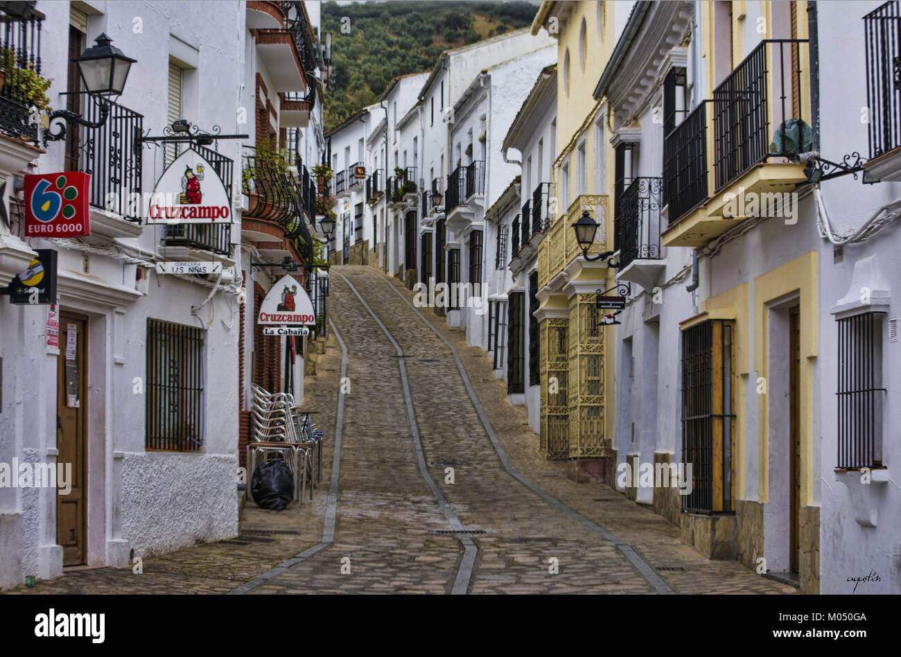 This street in Zahara de la Sierra, a town in the Andalusia region of ...