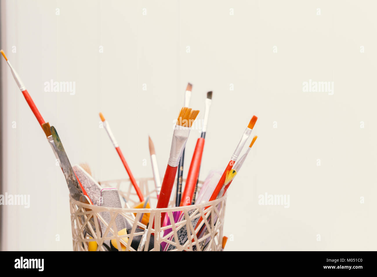 brush set for painting in a container Stock Photo Alamy