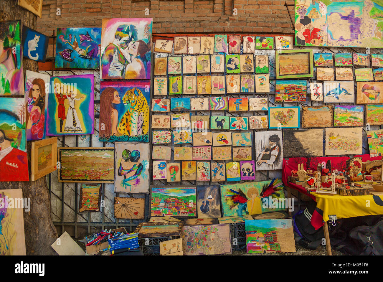 Market of paintings in Tbilisi, Georgia Stock Photo