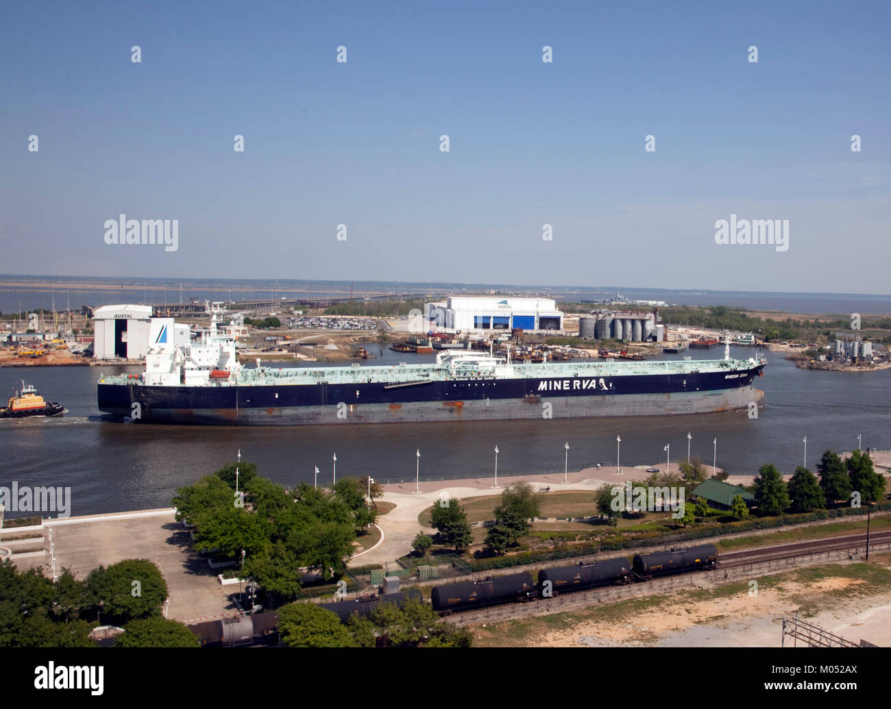 Oil Tanker Minera in Mobile Bay Stock Photo