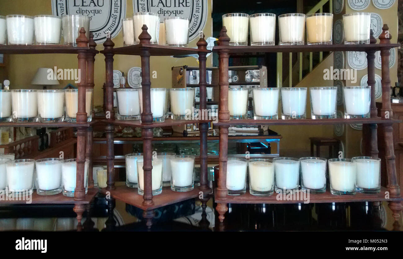 Candles on display at Diptyque Stock Photo Alamy