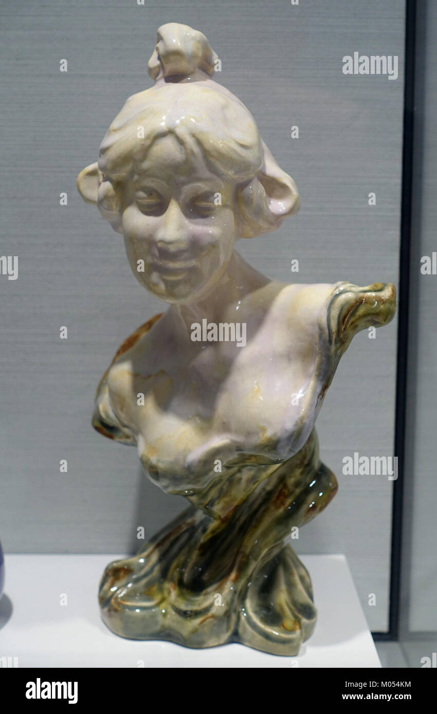 Bust of a Woman, by Hans Christiansen, Villeroy & Boch, Wallerfangen,, c. 1898, stoneware - Hessisches Landesmuseum Darmstadt - Darmstadt, Germany - DSC01010 Stock Photo