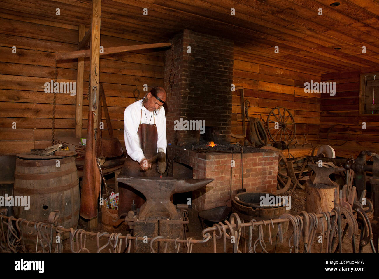 Constitution Village, Huntsville, Alabama; Blacksmith Stock Photo