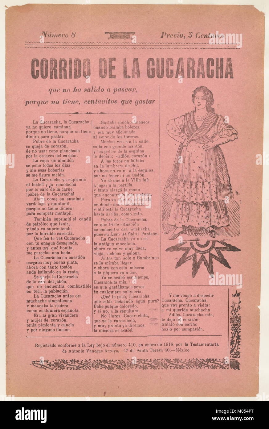 Broadsheet relating to a ballad about camp life hardships for women, woman wearing a dress with her hands on her hips MET DP868532 Stock Photo