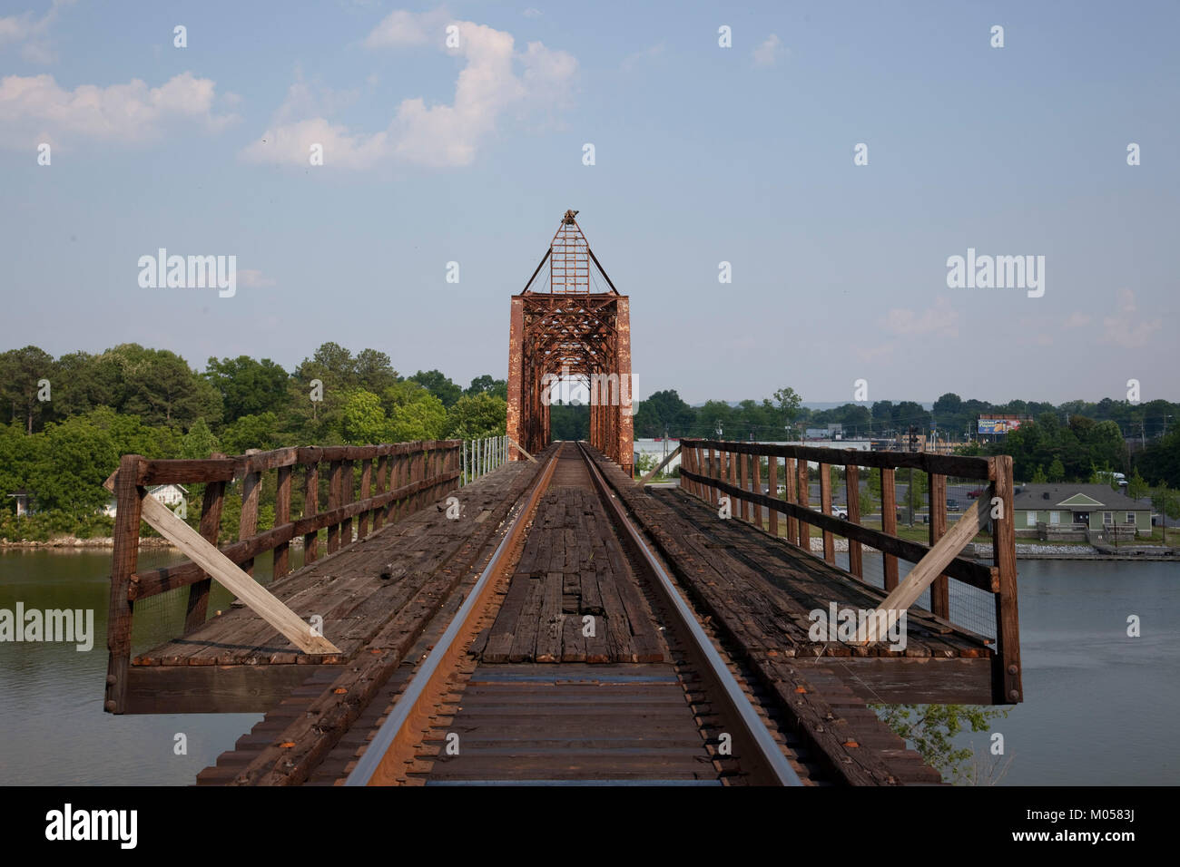 Historic train bridge in Gadsden, Alabama Stock Photo